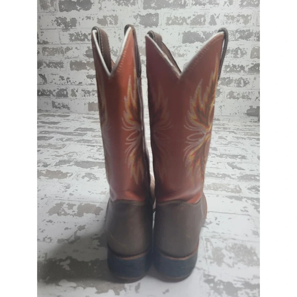 Justin 302JR Kids Cowboy Boots Size 2.5D Western‎ Orange/Brown